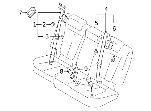 Rear Seat Belts for 2010 Hyundai Santa Fe #0