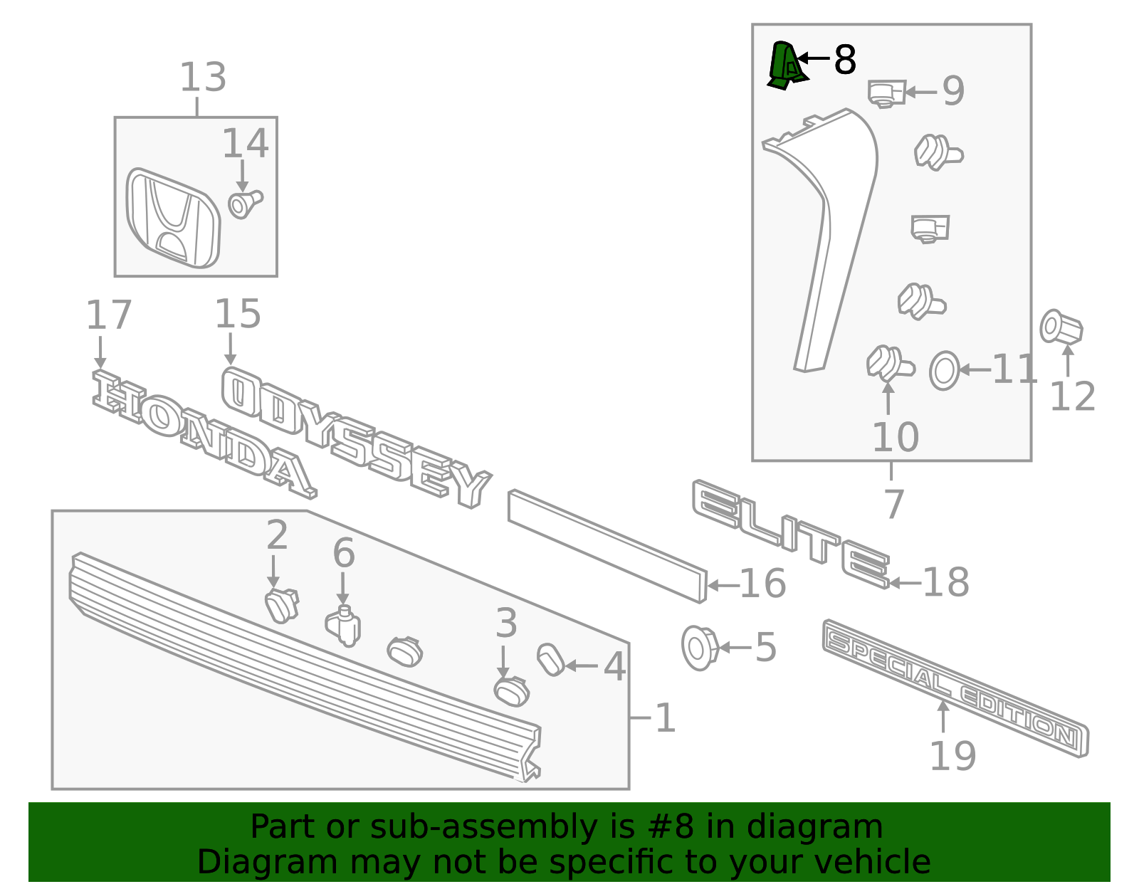 91512-S50-003 - Clip License Garnish - 2001-2017 Honda | Genuine