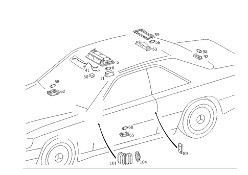 Interior Lamps for 1990 Mercedes-Benz 300CE #1
