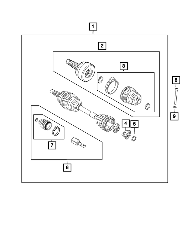 68356467AA - Four Wheel Drive; Differential and Drive Line: Outer Cv Joint, Right &amp; Left for Mopar Image
