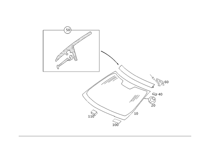 2116700201 - Windows: Windshield for Mercedes-Benz Image image