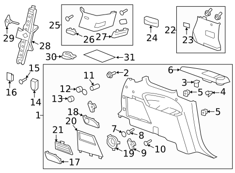 Interior Trim - Quarter Panels for 2014 GMC Acadia #2