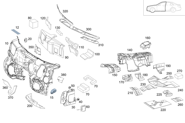 2136828301 - Trim: Dampening, Firewall for Mercedes-Benz: AMG GT 43, AMG GT 53, AMG GT 63, AMG GT 63 S, AMG GT 63 S E Performance, CLS450, CLS53 AMG, E300, E350, E400, E43 AMG, E450, E53 AMG, E63 AMG S Image image