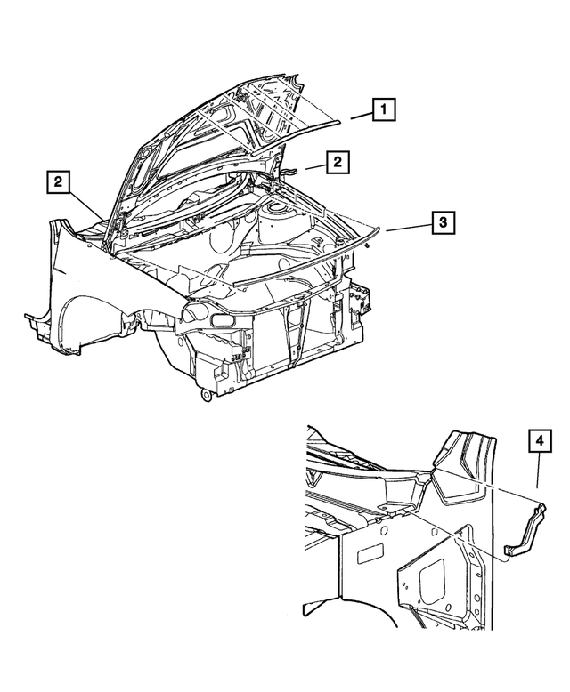 4724464AA - Body Sheet Metal Except Doors: Hood To Radiator Weatherstrip for Mopar Image