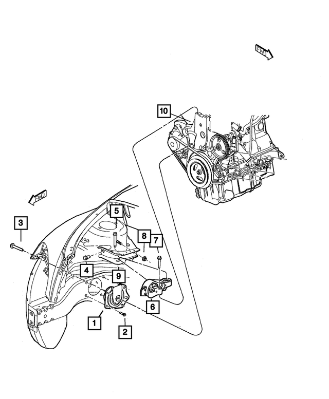 4668865AC - 2.2L Turbo Diesel; Engine: Torque Reaction Bracket for Mopar Image