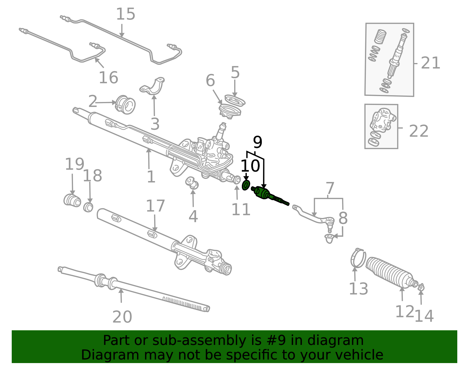 2003-2008 Honda Pilot Inner Tie Rod 53010-S9V-A01 | OEM Parts Online