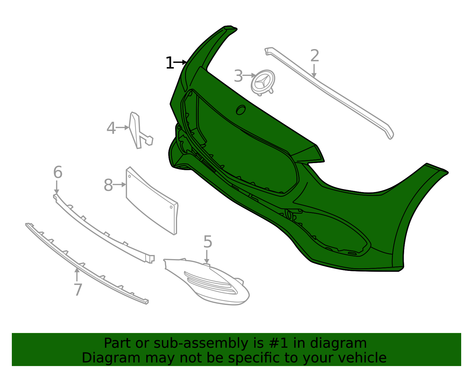 Genuine OEM Bumper Cover | 206-885-10-01-64-9999 | Fits Select