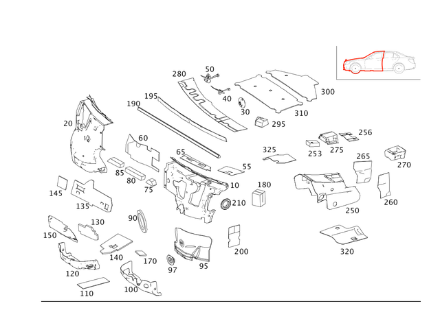 2046827628 - Trim: Dampening, Firewall for Mercedes-Benz: C250, C300, C350, E550 Image image