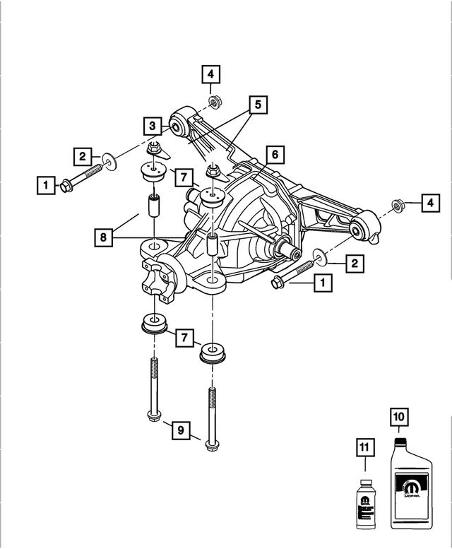 6504065 - Rear Wheel Drive; Differential and Drive Line: Hex Flange Locking Nut And Retainer for Mopar Image