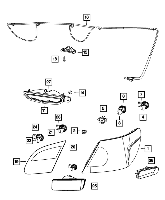 5303987AE - : Tail Stop Turn Lamp, Left for Mopar Image