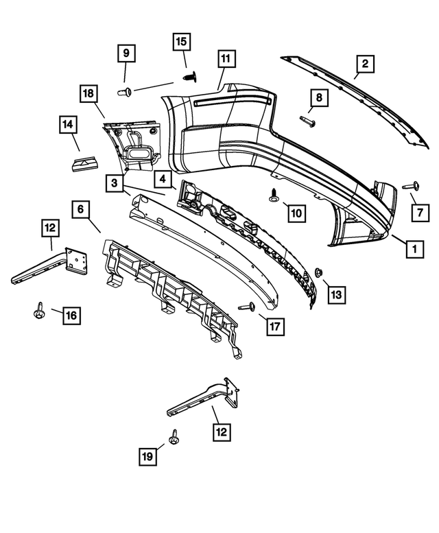 68048162AD - Frame, Bumper and Fascia: Rear Fascia for Mopar Image image