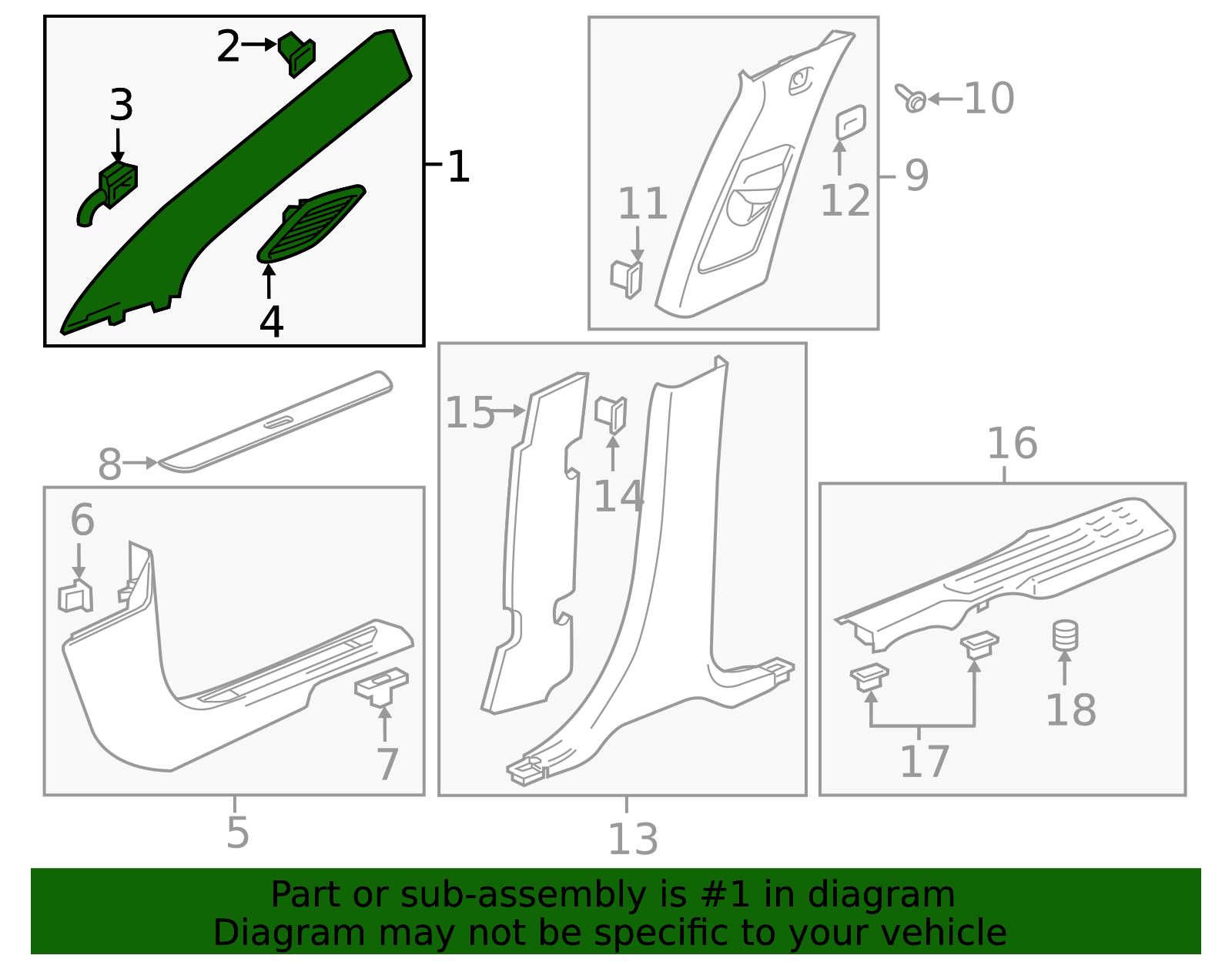 GM OEM Windshield Pillar Trim – Front Right (RH) – Pewter/Light Gray – For Escalade Tahoe Yukon 2003-2006