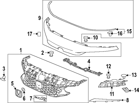 Grille & Components for 2024 Honda Civic #0