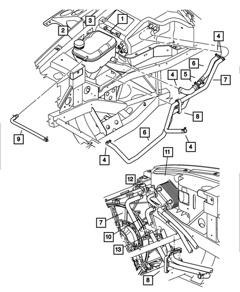 Air Conditioner and Heater Plumbing for 2003 Dodge Viper #1