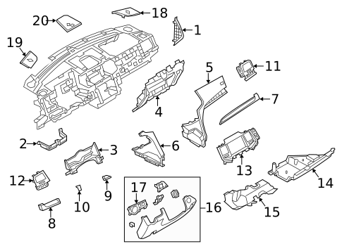 Instrument Panel for 2016 Lincoln MKS #1