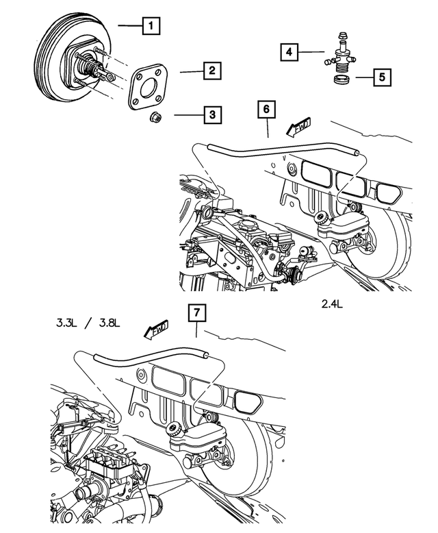 4721721AA - Service Brakes: Power Brake Booster for Mopar Image image