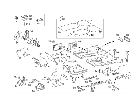 Front Panel Pillar Panelling, Lining on Floor and Footrest for 2002 Mercedes-Benz S55 AMG #0