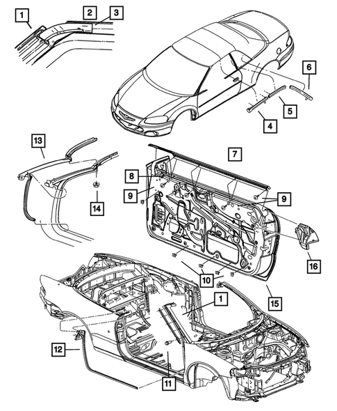 Weatherstrips and Seals for 2005 Chrysler Sebring #0