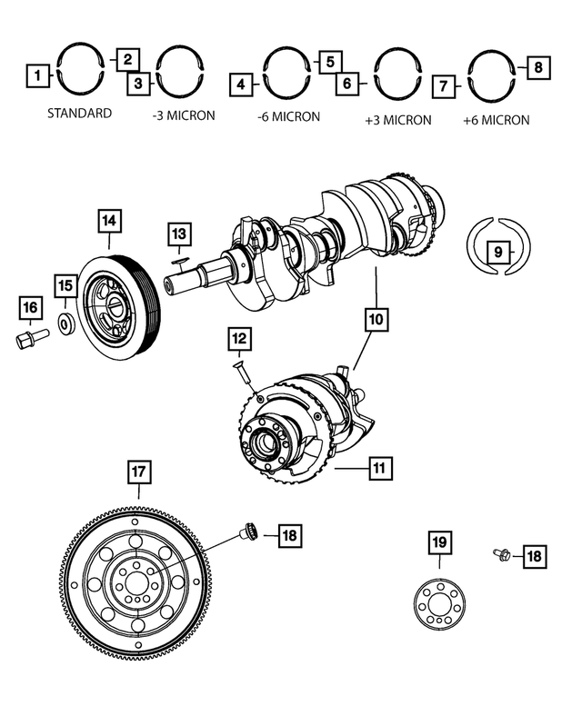 4884918AA - 2.0L Gas; Engine: Crankshaft Lower Bearing for Mopar Image