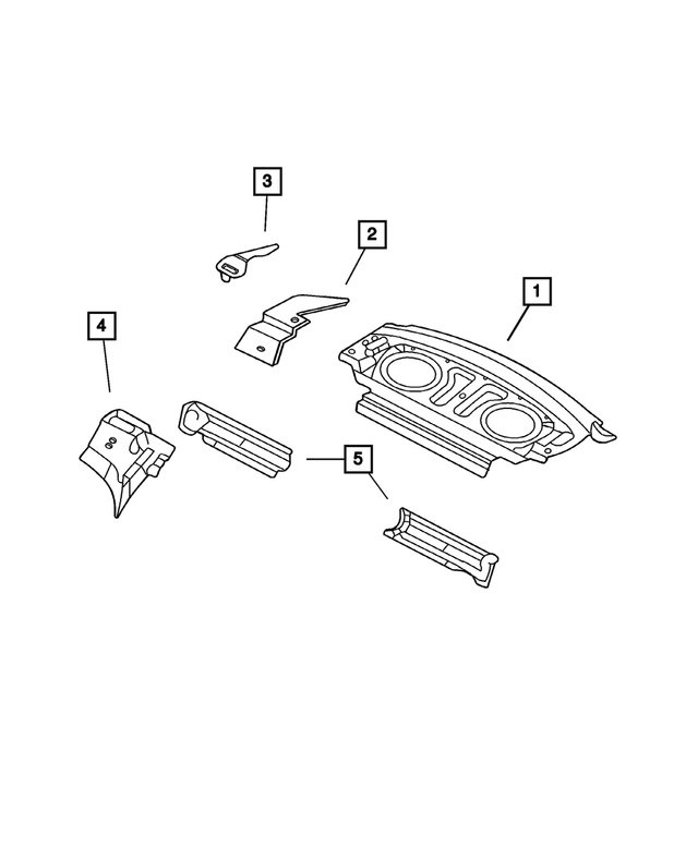 4783323AE - Body Sheet Metal Except Doors: Rear Shelf Panel Support, Left for Mopar Image