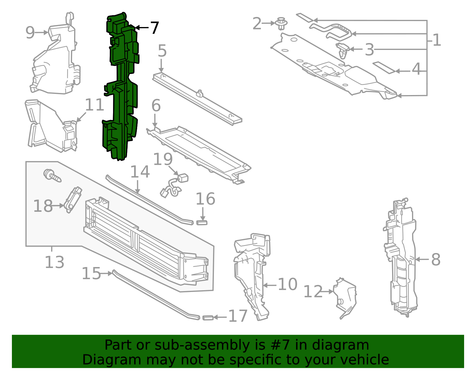 16593-F0590 - Radiator Support Baffle 2024-2025 Toyota Grand Highlander ...
