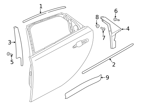 Exterior Trim - Rear Door for 2017 Jaguar XF #1