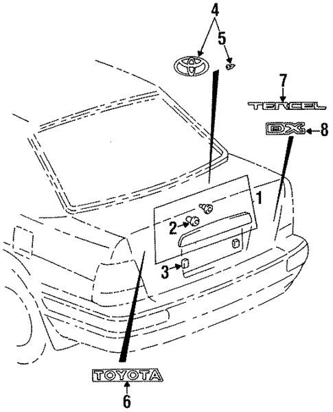 Exterior Trim - Trunk for 1998 Toyota Tercel #0