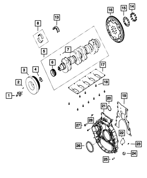 Crankshaft, Piston, Drive Plate, Flywheel, and Damper for 2025 Ram 3500 #1