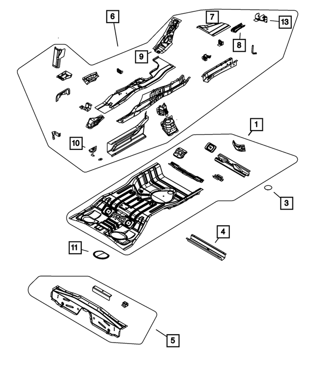 5076043AE - Body Sheet Metal Except Doors: Rear Floor Pan for Mopar Image