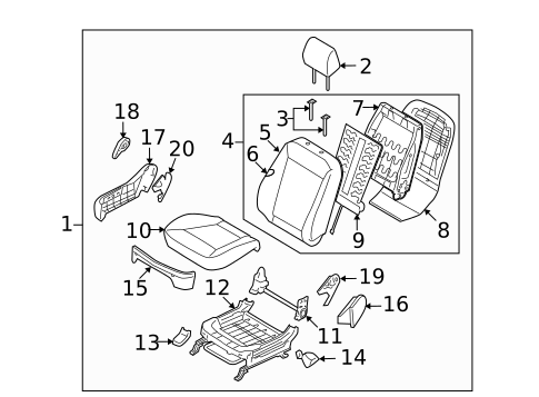 Passenger Seat Components for 2010 Hyundai Santa Fe #0
