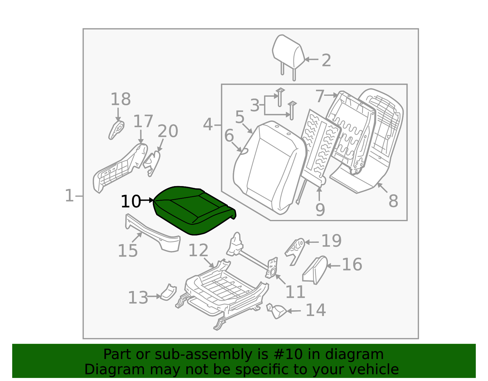 2010 Hyundai Santa Fe Seat Cushion 88260-0W600-MKS | QuirkParts