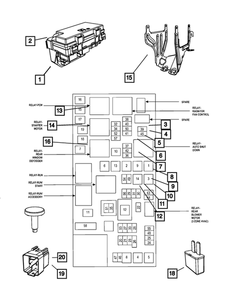 Power Distribution Center, Fuse Block, Junction Block, Relays and Fuses for 2009 Dodge Journey #0