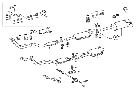 Exhaust System on Gasoline Vehicles for 1985 Mercedes-Benz 190E #1