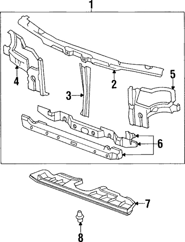 60431SW5A01ZZ - Body: Upper Tie Bar for Acura Image