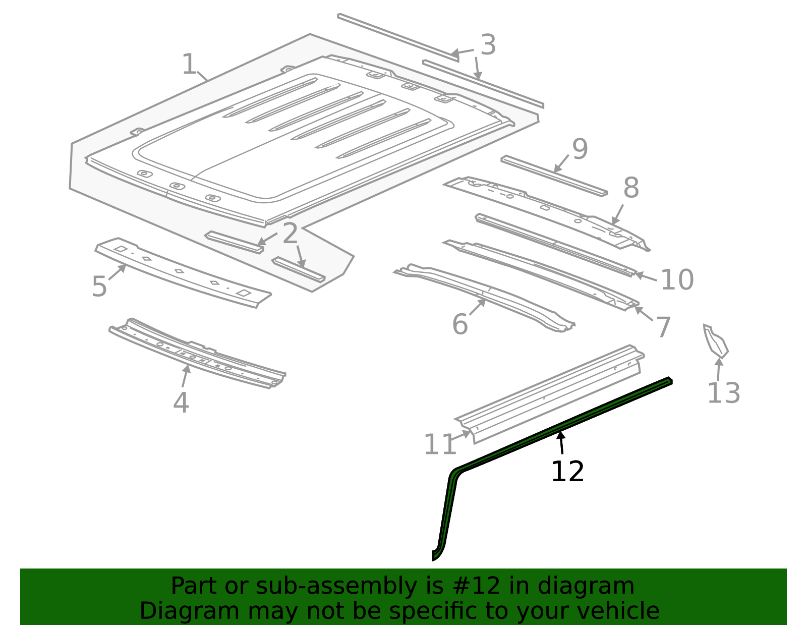 thumbnail interactive-video image 1 of Genuine GM OEM Driver Side Upper Door Weather Strip For Hummer H2 2003-2009 – Part #25868657 1 of 4