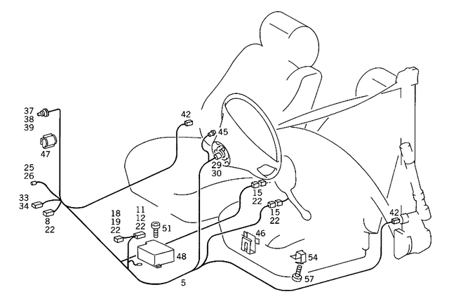1245435127 - Special Equipment: Electrical Wiring Harness for Mercedes-Benz: 200, 200D, 260E, 280E, 300D, 300E, 300TD, 300TE, 400E, 500E Image image
