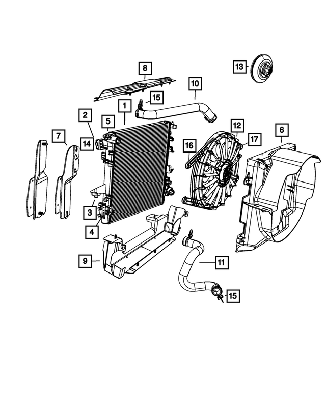 « 55056740AB – Cooling : Sortie Radiateur Durite, Inférieur pour Mopar Image »