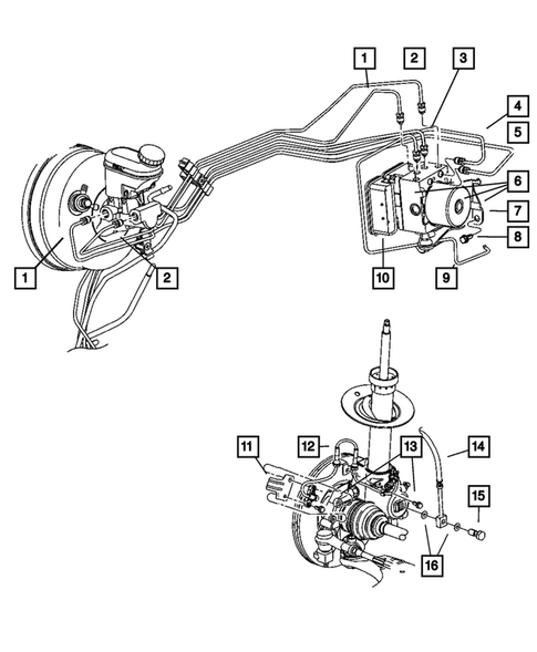 Hydraulic Control Unit, Brake Tubes and Hoses for 2008 Chrysler PT Cruiser #2