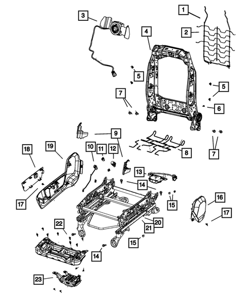 Front Seats - Adjusters, Recliners, Shields and Risers for 2017 Ram 2500 #0