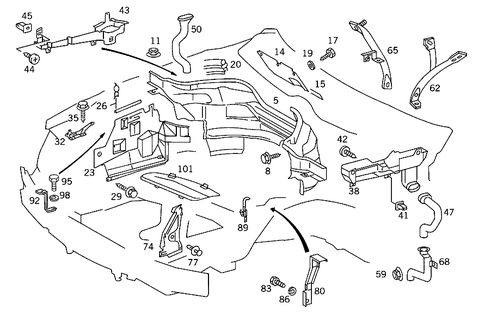 Engine Compartment Partition Panel, Wheelhouse Attachment Parts for 1984 Mercedes-Benz 300SD #0