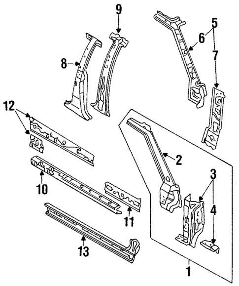 Hinge Pillar for 1998 Mazda MPV #0