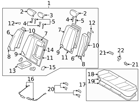 Rear Seat Components for 2007 Hyundai Elantra #1