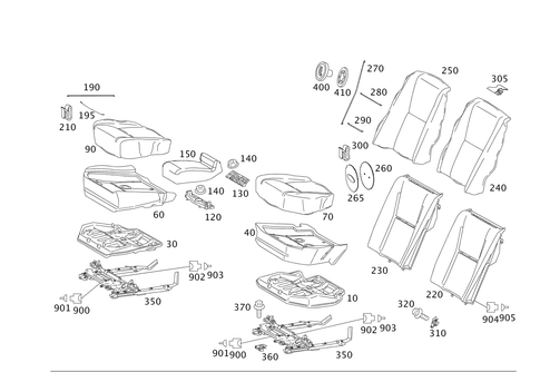Rear Seat Bench Triple Occupancy, Electrically Adjustable for 2010 Mercedes-Benz S550 #0