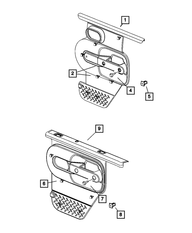« 5KE36XDVAG – Interior Trim : Garnissage De Porte Arrière Panneau, Côté Droit pour Mopar Image »