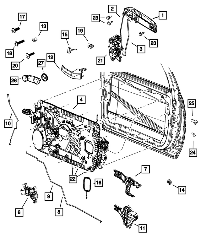 1GH291AUAJ - Doors, Door Mirrors and Related Parts: Exterior Door Handle, Left for Mopar Image image