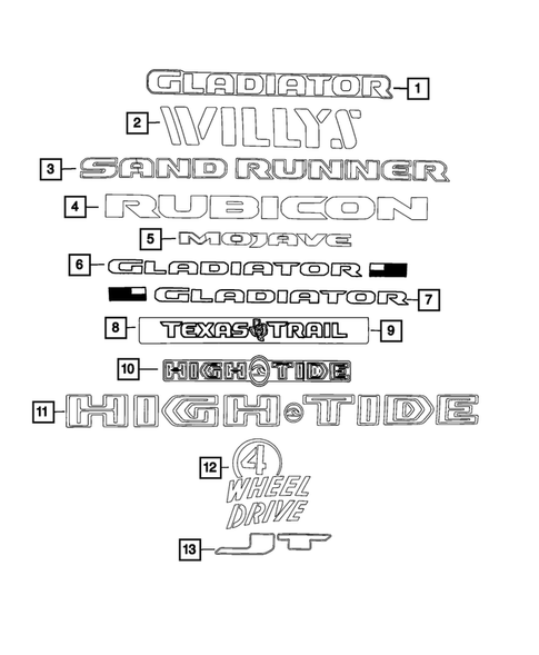 Decals and Tape strips for 2024 Jeep Gladiator #0