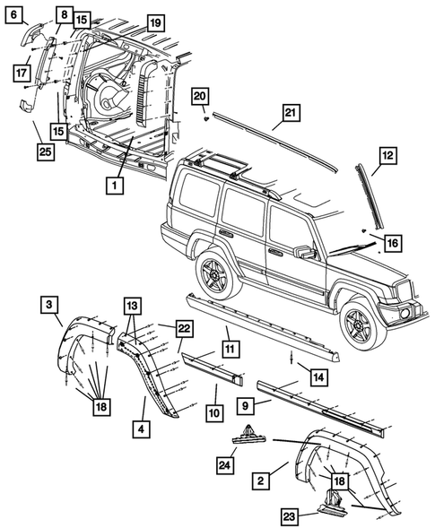 Moldings and Ornamentation for 2008 Jeep Commander #0
