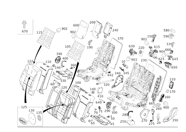 9935811 - Folding Seat/Center Seat: Extension Spring for Mercedes-Benz: GL350, GL450, GL550, GL63 AMG, GLS350d, GLS450, GLS550, GLS580, GLS63 AMG, Maybach GLS600 Image image