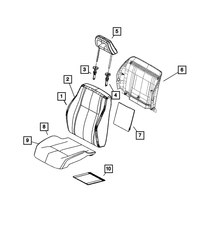 68021538AA - Interior Trim: Seat Back Foam, Right for Mopar Image