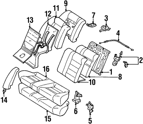 Rear Seat Components for 1996 Toyota Corolla #0